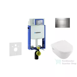   Geberit Kombifix falra szerelhető WC szett, Villeroy & Boch Omnia Architectura CeramicPlus Wc soft close ülőkével, Sigma 30 króm nyomólappal 110302005NB6