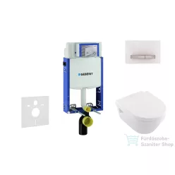   Geberit Kombifix falra szerelhető WC szett, Villeroy & Boch Omnia Architectura CeramicPlus Wc soft close ülőkével, Sigma 50 alpesi fehér/króm nyomólappal 110302005NB8