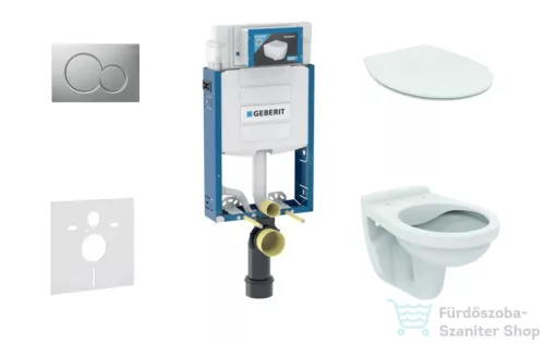 Geberit Kombifix falra szerelhető WC szett, Ideal Standard Alpha Wc soft close ülőkével, Sigma 01 matt króm nyomólappal 110302005ND3