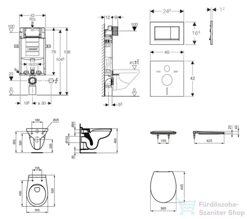 Geberit Kombifix falra szerelhető WC szett, Ideal Standard Alpha Wc soft close ülőkével, Sigma 30 fehér/króm nyomólappal 110302005ND5