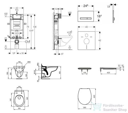 Geberit Kombifix falra szerelhető WC szett, Ideal Standard Alpha Wc soft close ülőkével, Sigma 50 alpesi fehér/króm nyomólappal 110302005ND8