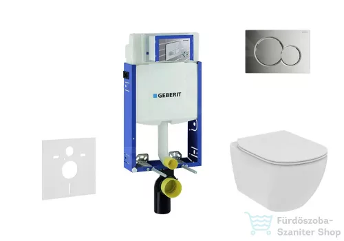 Geberit Kombifix falra szerelhető WC szett, Ideal Standard Tesi Wc soft close ülőkével, Sigma 01 fényes króm nyomólappal 110302005NE2