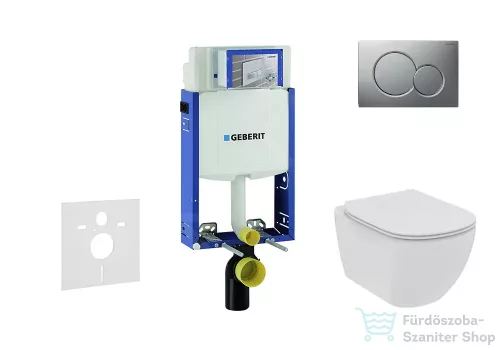 Geberit Kombifix falra szerelhető WC szett, Ideal Standard Tesi Wc soft close ülőkével, Sigma 01 matt króm nyomólappal 110302005NE3