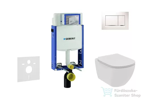 Geberit Kombifix falra szerelhető WC szett, Ideal Standard Tesi Wc soft close ülőkével, Sigma 30 fehér/króm nyomólappal 110302005NE5