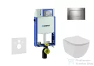 Geberit Kombifix falra szerelhető WC szett, Ideal Standard Tesi Wc soft close ülőkével, Sigma 30 fényes/matt króm nyomólappal 110302005NE6