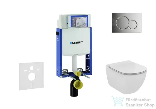 Geberit Kombifix falra szerelhető WC szett, Ideal Standard Tesi Wc ülőkével, Sigma 01 fényes króm nyomólappal 110302005NF2