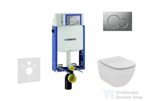 Geberit Kombifix falra szerelhető WC szett, Ideal Standard Tesi Wc ülőkével, Sigma 01 matt króm nyomólappal 110302005NF3
