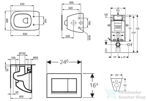 Geberit Kombifix falra szerelhető WC szett, Ideal Standard Tesi Wc ülőkével, Sigma 30 fehér/króm nyomólappal 110302005NF5