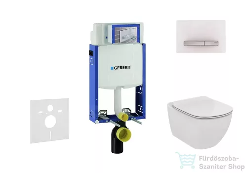 Geberit Kombifix falra szerelhető WC szett, Ideal Standard Tesi Wc ülőkével, Sigma 50 alpesi fehér/króm nyomólappal 110302005NF8