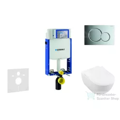   Geberit Kombifix falra szerelhető WC szett, Villeroy & Boch Subway 2.0 CeramicPlus WC soft close ülőkével, Geberit Sigma 01 fényes króm nyomólappal 110302005NI2