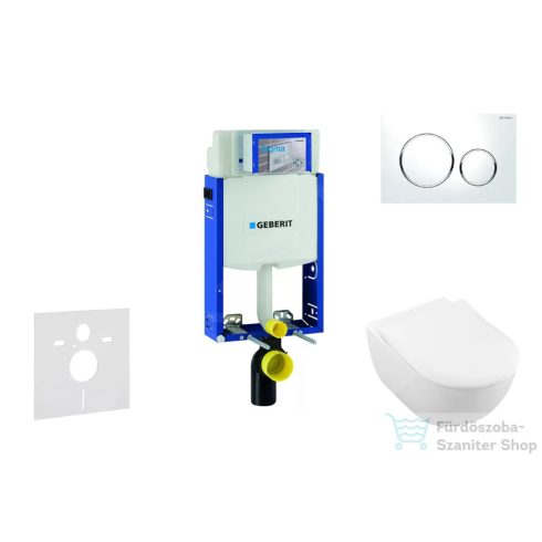 Geberit Kombifix falra szerelhető WC szett, Villeroy & Boch Subway 2.0 CeramicPlus WC soft close ülőkével, Geberit Sigma 20 fehér/fényes króm nyomólappal 110302005NI4