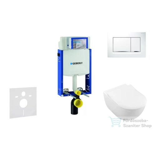 Geberit Kombifix falra szerelhető WC szett, Villeroy & Boch Subway 2.0 CeramicPlus WC soft close ülőkével, Geberit Sigma 30 fehér/fényes króm nyomólappal 110302005NI5