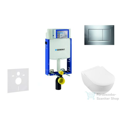 Geberit Kombifix falra szerelhető WC szett, Villeroy & Boch Subway 2.0 CeramicPlus WC soft close ülőkével, Geberit Sigma 30 fényes/matt króm nyomólappal 110302005NI6