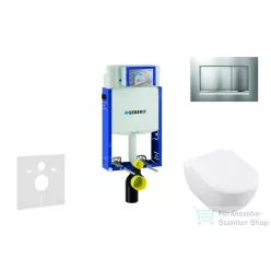   Geberit Kombifix falra szerelhető WC szett, Villeroy & Boch Subway 2.0 CeramicPlus WC soft close ülőkével, Geberit Sigma 30 matt/fényes króm nyomólappal 110302005NI7