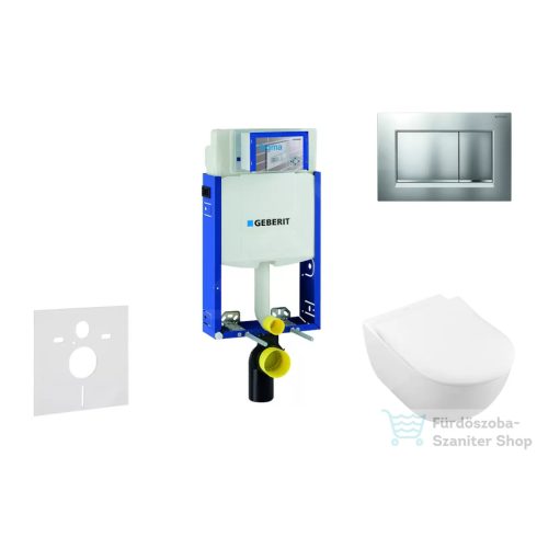 Geberit Kombifix falra szerelhető WC szett, Villeroy & Boch Subway 2.0 CeramicPlus WC soft close ülőkével, Geberit Sigma 30 matt/fényes króm nyomólappal 110302005NI7
