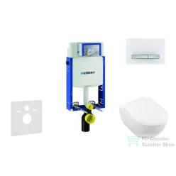   Geberit Kombifix falra szerelhető WC szett, Villeroy & Boch Subway 2.0 CeramicPlus WC soft close ülőkével, Geberit Sigma 50 alpesi fehér/ króm nyomólappal 110302005NI8