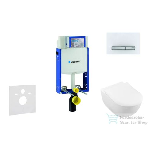 Geberit Kombifix falra szerelhető WC szett, Villeroy & Boch Subway 2.0 CeramicPlus WC soft close ülőkével, Geberit Sigma 50 alpesi fehér/ króm nyomólappal 110302005NI8