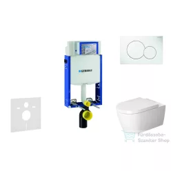   Geberit Kombifix falra szerelhető WC szett, Duravit Me By Starck WC soft close ülőkével, Geberit Sigma 01 alpesi fehér nyomólappal 110302005NM1