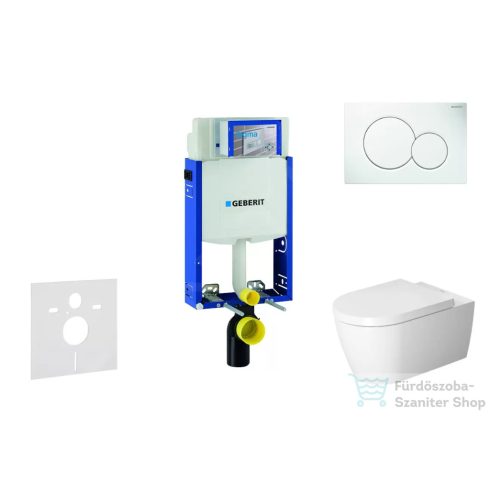 Geberit Kombifix falra szerelhető WC szett, Duravit Me By Starck WC soft close ülőkével, Geberit Sigma 01 alpesi fehér nyomólappal 110302005NM1