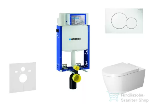 Geberit Kombifix falra szerelhető WC szett, Duravit Me By Starck WC soft close ülőkével, Geberit Sigma 01 alpesi fehér nyomólappal 110302005NM1