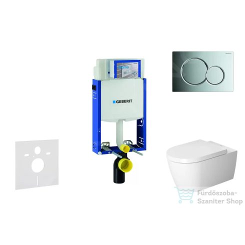 Geberit Kombifix falra szerelhető WC szett, Duravit Me By Starck WC soft close ülőkével, Geberit Sigma 01 fényes króm nyomólappal 110302005NM2