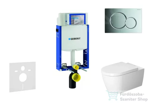 Geberit Kombifix falra szerelhető WC szett, Duravit Me By Starck WC soft close ülőkével, Geberit Sigma 01 fényes króm nyomólappal 110302005NM2