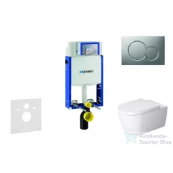   Geberit Kombifix falra szerelhető WC szett, Duravit Me By Starck WC soft close ülőkével, Geberit Sigma 01 matt króm nyomólappal 110302005NM3