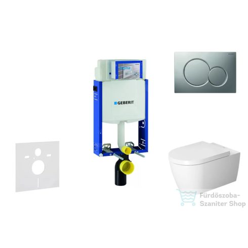 Geberit Kombifix falra szerelhető WC szett, Duravit Me By Starck WC soft close ülőkével, Geberit Sigma 01 matt króm nyomólappal 110302005NM3