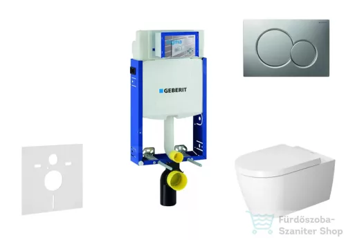 Geberit Kombifix falra szerelhető WC szett, Duravit Me By Starck WC soft close ülőkével, Geberit Sigma 01 matt króm nyomólappal 110302005NM3