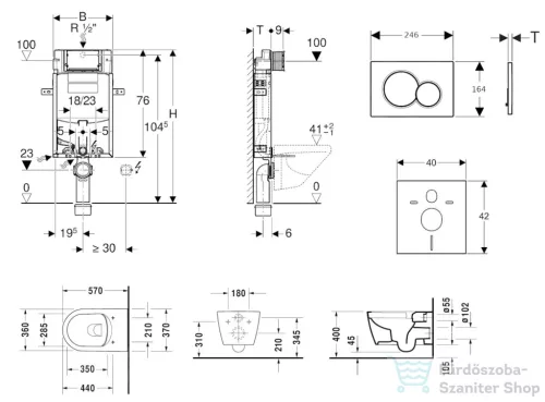 Geberit Kombifix falra szerelhető WC szett, Duravit Me By Starck WC soft close ülőkével, Geberit Sigma 01 matt króm nyomólappal 110302005NM3