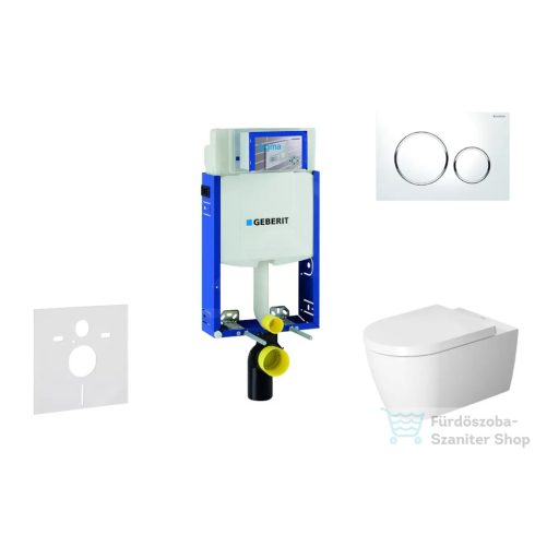 Geberit Kombifix falra szerelhető WC szett, Duravit Me By Starck WC soft close ülőkével, Geberit Sigma 20 fehér/króm nyomólappal 110302005NM4