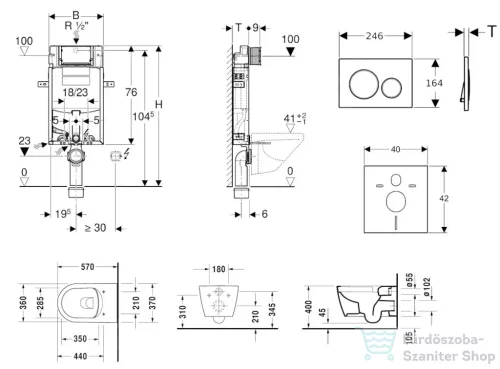 Geberit Kombifix falra szerelhető WC szett, Duravit Me By Starck WC soft close ülőkével, Geberit Sigma 20 fehér/króm nyomólappal 110302005NM4