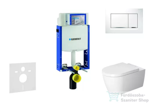 Geberit Kombifix falra szerelhető WC szett, Duravit Me By Starck WC soft close ülőkével, Geberit Sigma 30 fehér/króm nyomólappal 110302005NM5