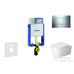   Geberit Kombifix falra szerelhető WC szett, Duravit Me By Starck WC soft close ülőkével, Geberit Sigma 30 fényes/matt króm nyomólappal 110302005NM6