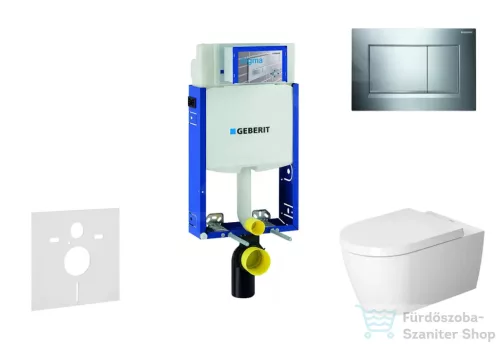 Geberit Kombifix falra szerelhető WC szett, Duravit Me By Starck WC soft close ülőkével, Geberit Sigma 30 fényes/matt króm nyomólappal 110302005NM6