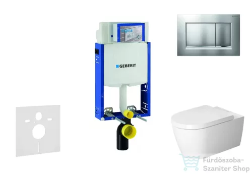 Geberit Kombifix falra szerelhető WC szett, Duravit Me By Starck WC soft close ülőkével, Geberit Sigma 30 matt/fényes króm nyomólappal 110302005NM7