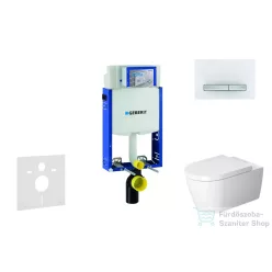   Geberit Kombifix falra szerelhető WC szett, Duravit Me By Starck WC soft close ülőkével, Geberit Sigma 50 alpesi fehér/króm nyomólappal 110302005NM8