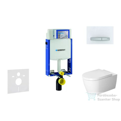 Geberit Kombifix falra szerelhető WC szett, Duravit Me By Starck WC soft close ülőkével, Geberit Sigma 50 alpesi fehér/króm nyomólappal 110302005NM8