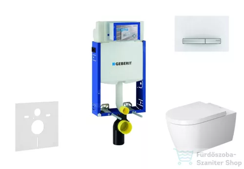 Geberit Kombifix falra szerelhető WC szett, Duravit Me By Starck WC soft close ülőkével, Geberit Sigma 50 alpesi fehér/króm nyomólappal 110302005NM8