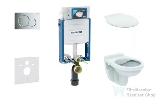 Geberit Kombifix falra szerelhető WC szett, Ideal Standard Alpha WC ülőkével, Sigma 01 fényes króm nyomólappal 110302005NR2