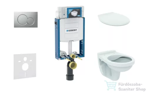 Geberit Kombifix falra szerelhető WC szett, Ideal Standard Alpha WC ülőkével, Sigma 01 matt króm nyomólappal 110302005NR3