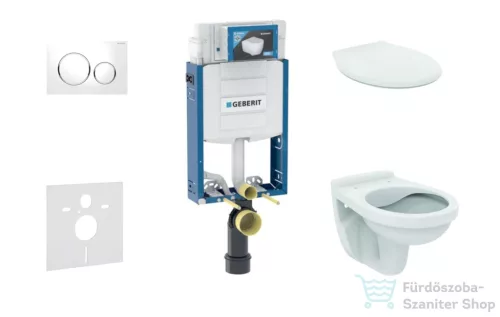 Geberit Kombifix falra szerelhető WC szett, Ideal Standard Alpha WC ülőkével, Sigma 20 fehér/króm nyomólappal 110302005NR4