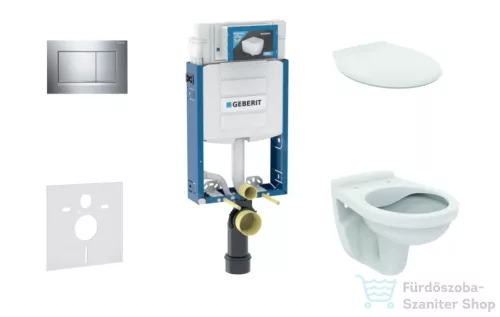 Geberit Kombifix falra szerelhető WC szett, Ideal Standard Alpha WC ülőkével, Sigma 30 fényes króm nyomólappal 110302005NR6