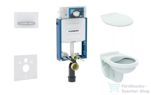 Geberit Kombifix falra szerelhető WC szett, Ideal Standard Alpha WC ülőkével, Sigma 50 alpesi fehér/króm nyomólappal 110302005NR8