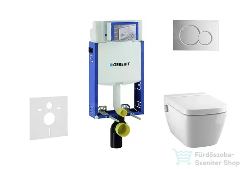 Geberit Kombifix falra szerelhető WC szett, Tece Teceone bidés WC soft close ülőkével, Sigma 01 fényes króm nyomólappal 110302005NT2