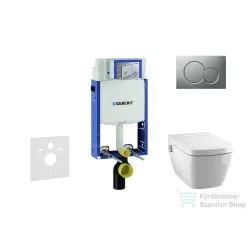  Geberit Kombifix falra szerelhető WC szett, Tece Teceone bidés WC soft close ülőkével, Sigma 01 matt króm nyomólappal 110302005NT3