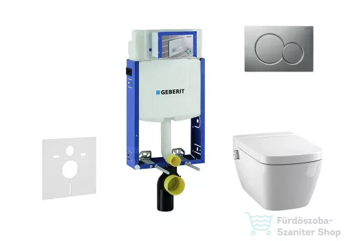 Geberit Kombifix falra szerelhető WC szett, Tece Teceone bidés WC soft close ülőkével, Sigma 01 matt króm nyomólappal 110302005NT3