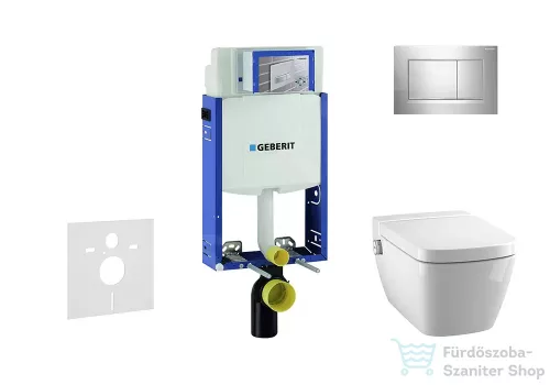 Geberit Kombifix falra szerelhető WC szett, Tece Teceone bidés WC soft close ülőkével, Sigma 30 fényes/matt króm nyomólappal 110302005NT6