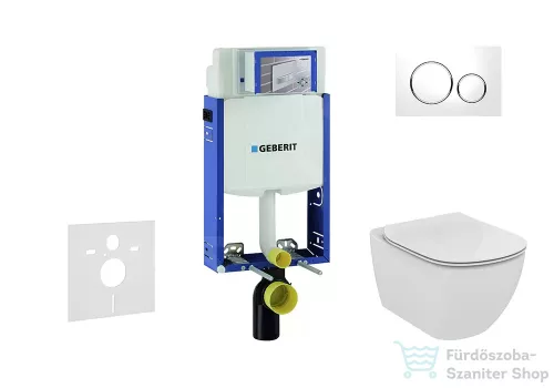 Geberit Kombifix falra szerelhető WC szett, Ideal Standard Tesi Aquablade Wc soft close ülőkével, Sigma 20 fehér/króm nyomólappal 110302005NU4