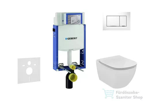Geberit Kombifix falra szerelhető WC szett, Ideal Standard Tesi Aquablade Wc soft close ülőkével, Sigma 30 fehér/króm nyomólappal 110302005NU5